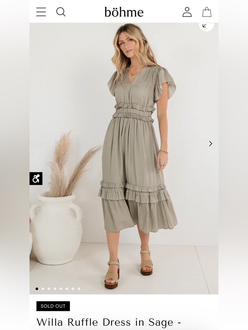 Like New (Worn Once) bohme Sage/Greenish/Gray Ruffle Boho Dress Women’s XL - Picture 14 of 14
